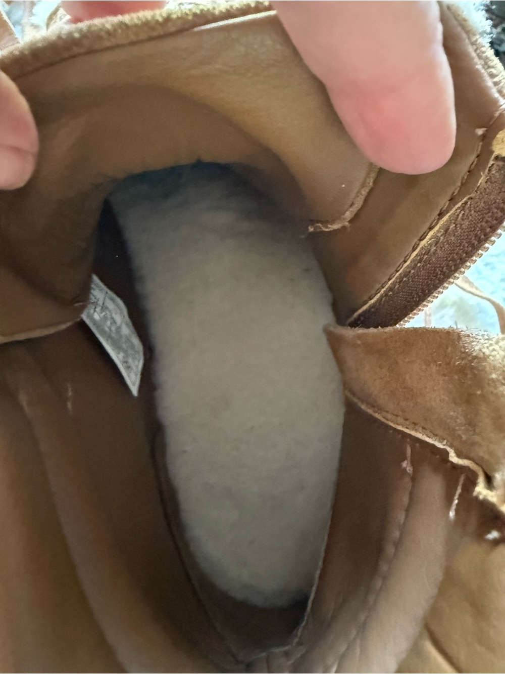 UGG Olli Women’s Chestnut Suede High top Sneakers with Shearling Trim size 8.5 - Picture 10 of 15